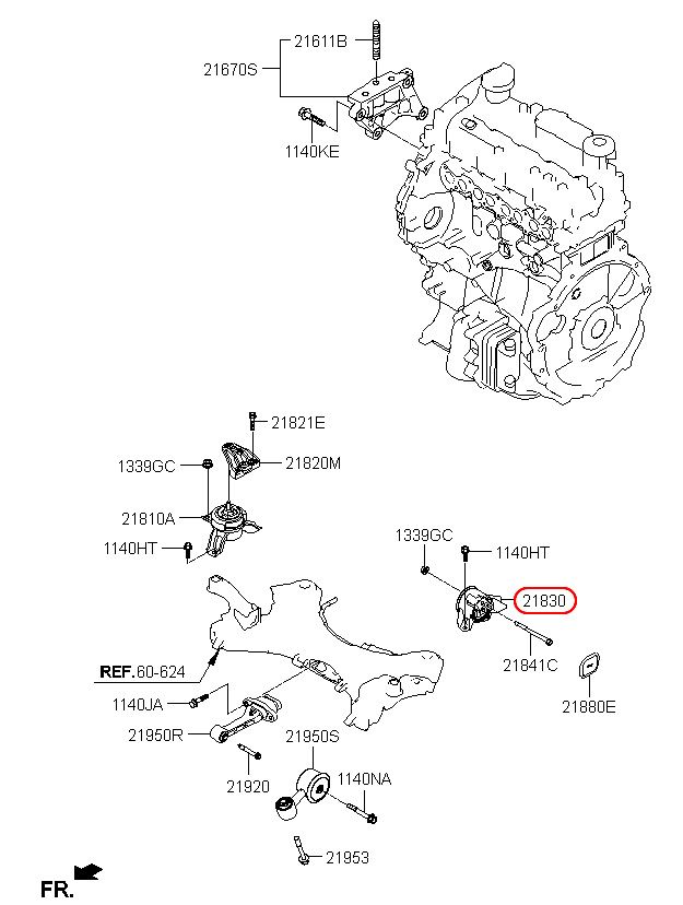 Cao su chân hộp số KIA Sorento 2.2 máy dầu 15, 218302P950,chính hãng KIA HCM