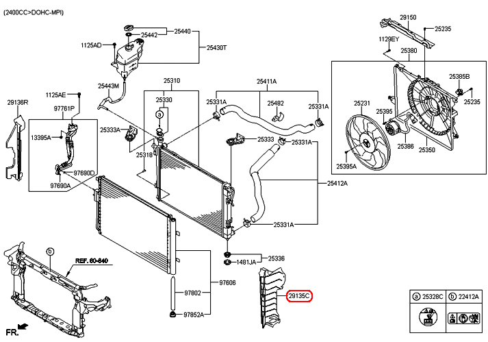 Chắn bùn che két nước HYUNDAI Santafe 12-15 LH, 291362W500,chính hãng HYUNDAI HCM