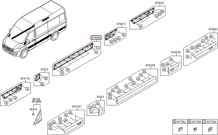 Nẹp cánh cửa chính hãng HYUNDAI cửa lùa RH | 8743559001CA tại HCM