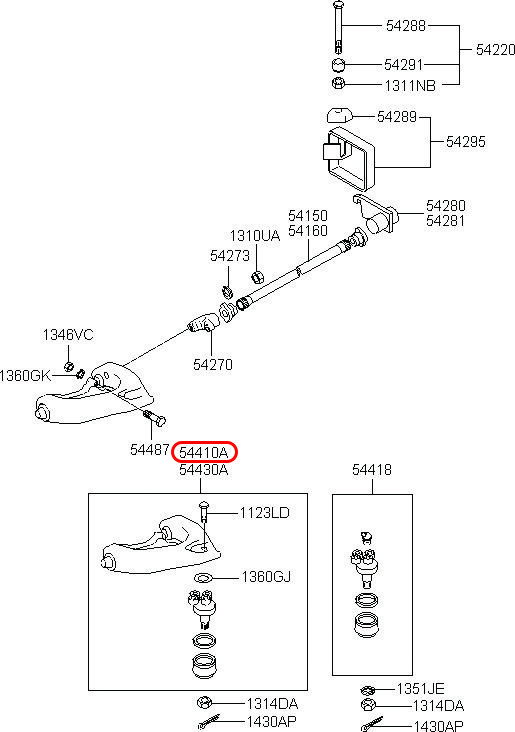 Càng a trên Starex 06 LH 2.5 động cơ D4CB, 5440047000, 544004A600, HYUNDAI HCM, KIA HCM, chính hãng HYUNDAI