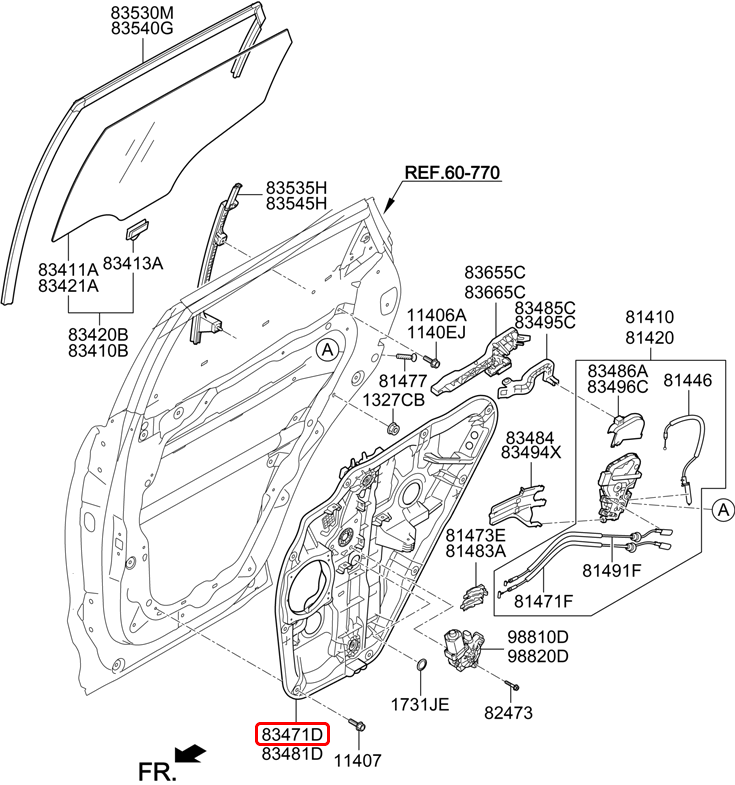 Compa nâng kính sau chính hãng HYUNDAI LH | 834712W000 tại HCM