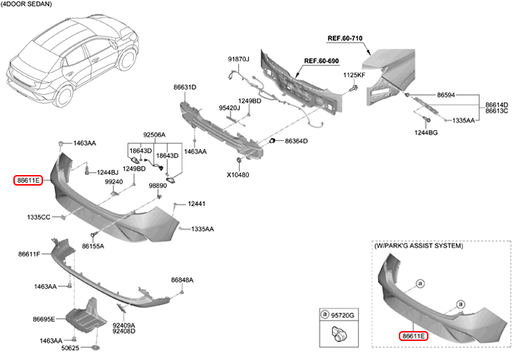 Cản sau chính hãng HYUNDAI | 86610K6400 tại HCM