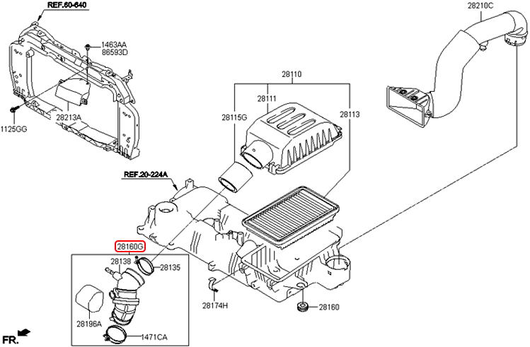 Ống gió nạp chính hãng KIA | 281401Y200 tại HCM