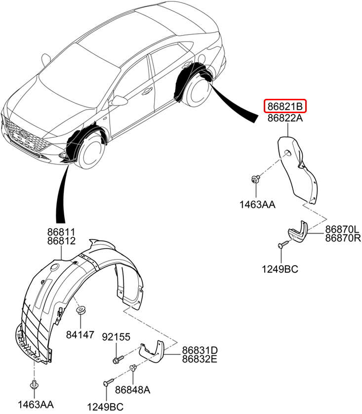 Lòng dè sau chính hãng HYUNDAI LH | 86821H6500 tại HCM