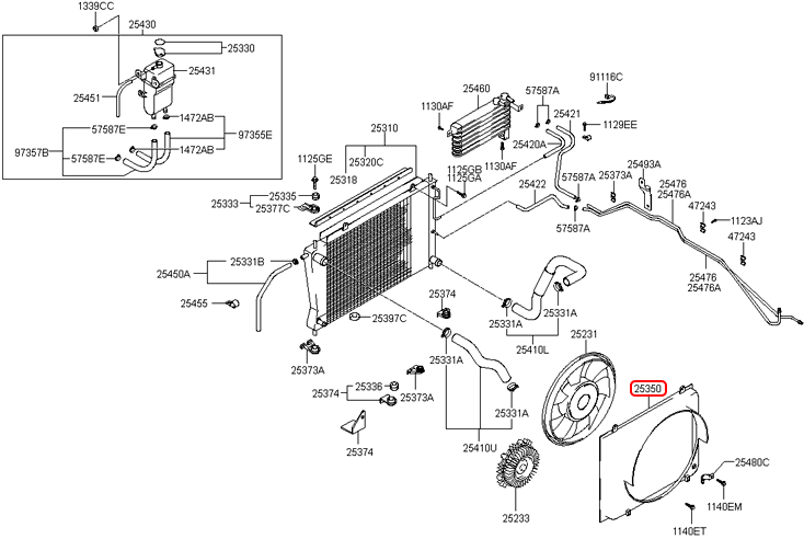 Lồng quạt két nước chính hãng HYUNDAI | 253504A900 tại HCM