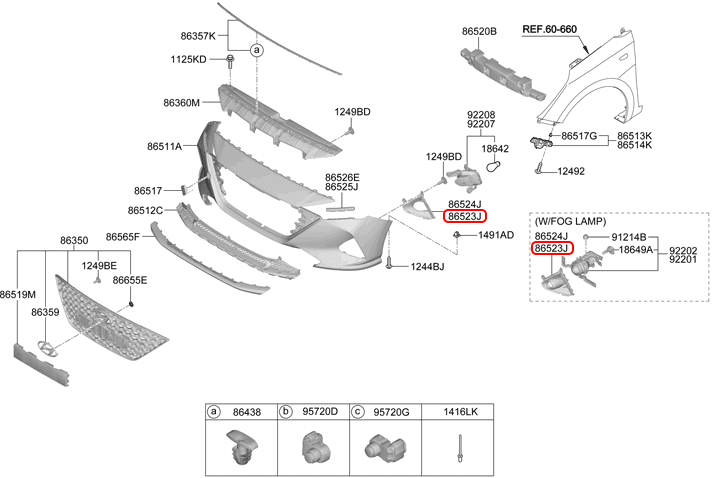 Ốp đèn cản trước chính hãng HYUNDAI LH | 86561H6510 tại HCM