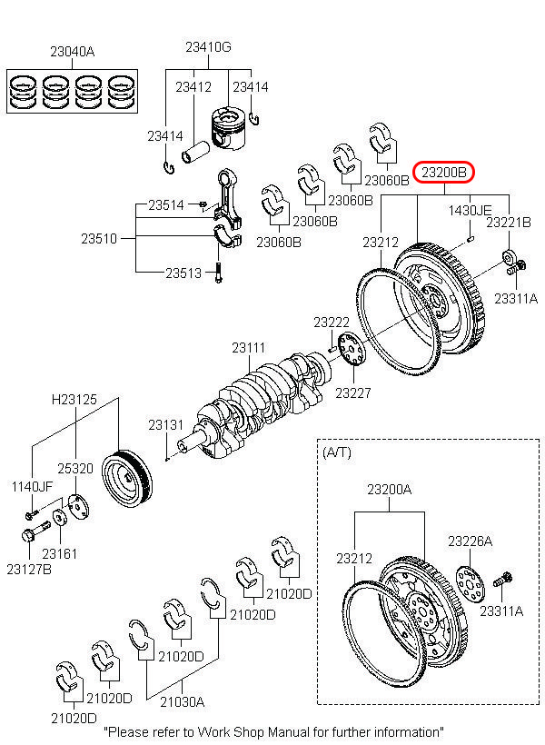 Bánh đà Libero 05 2.5 động cơ D4CB, 232004A001, HYUNDAI HCM, KIA HCM, chính hãng HYUNDAI