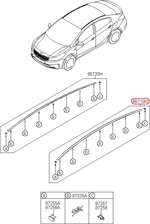 Nẹp mui xe KIA K3 LH, 87230A7000,chính hãng KIA HCM