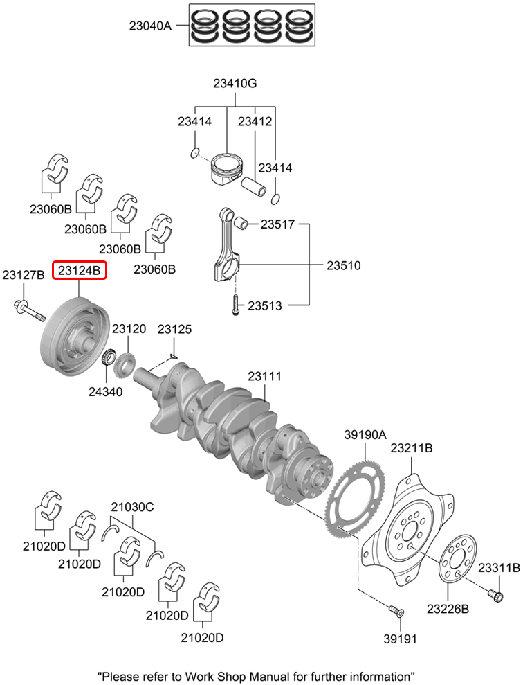 Puly cốt máy chính hãng HYUNDAI | 231242S000 tại HCM