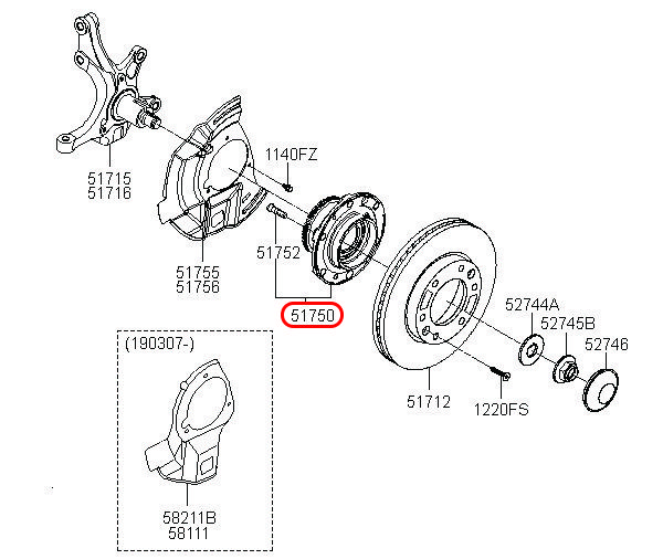 Bạc đạn bánh trước chính hãng HYUNDAI, 517504H000, phụ tùng ô tô HYUNDAI, phụ tùng ô tô KIA, phụ tùng chính hãng HYUNDAI tại HCM, phụ tùng chính hãng KIA tại HCM