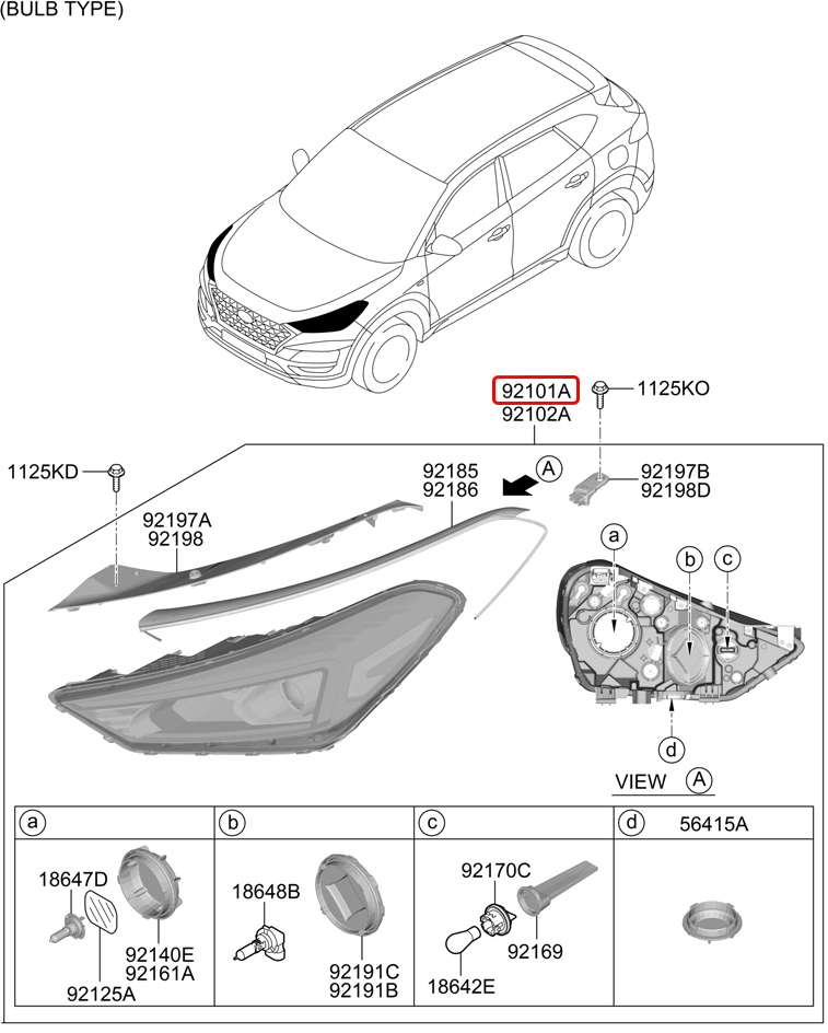 Đèn pha chính hãng HYUNDAI LH | 92101D3700 tại HCM