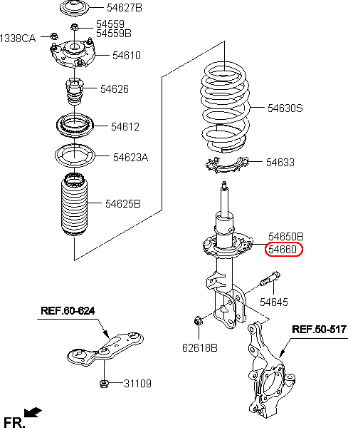 Nhún trước KIA Sedona 14-17 RH, 54661A9000,chính hãng KIA HCM