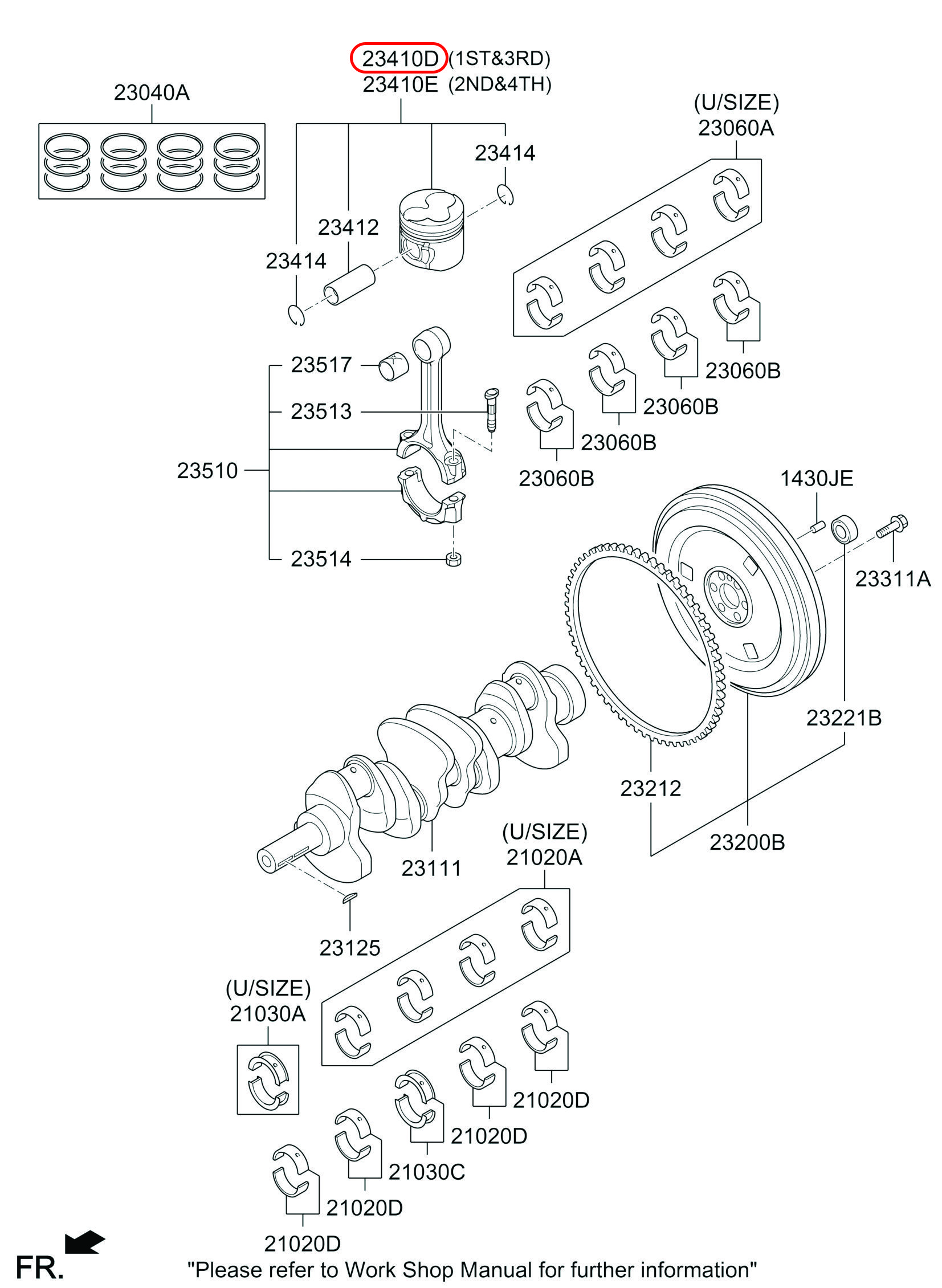 Piston Libero 05 2.5 động cơ D4BH, 2341042610, HYUNDAI HCM, KIA HCM, chính hãng HYUNDAI