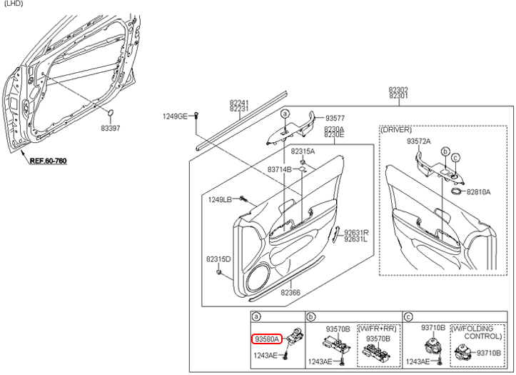 Công tắc nâng kính phụ chính hãng HYUNDAI RH | 935802L010 tại HCM