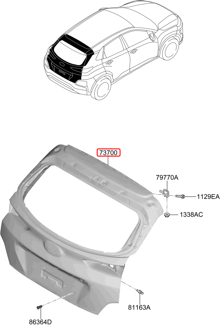 Cốp sau chính hãng HYUNDAI | 73700J9021 tại HCM