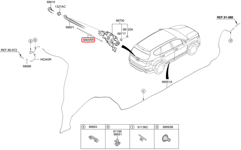 Thanh gạt mưa sau chính hãng HYUNDAI | 98850S1000 tại HCM