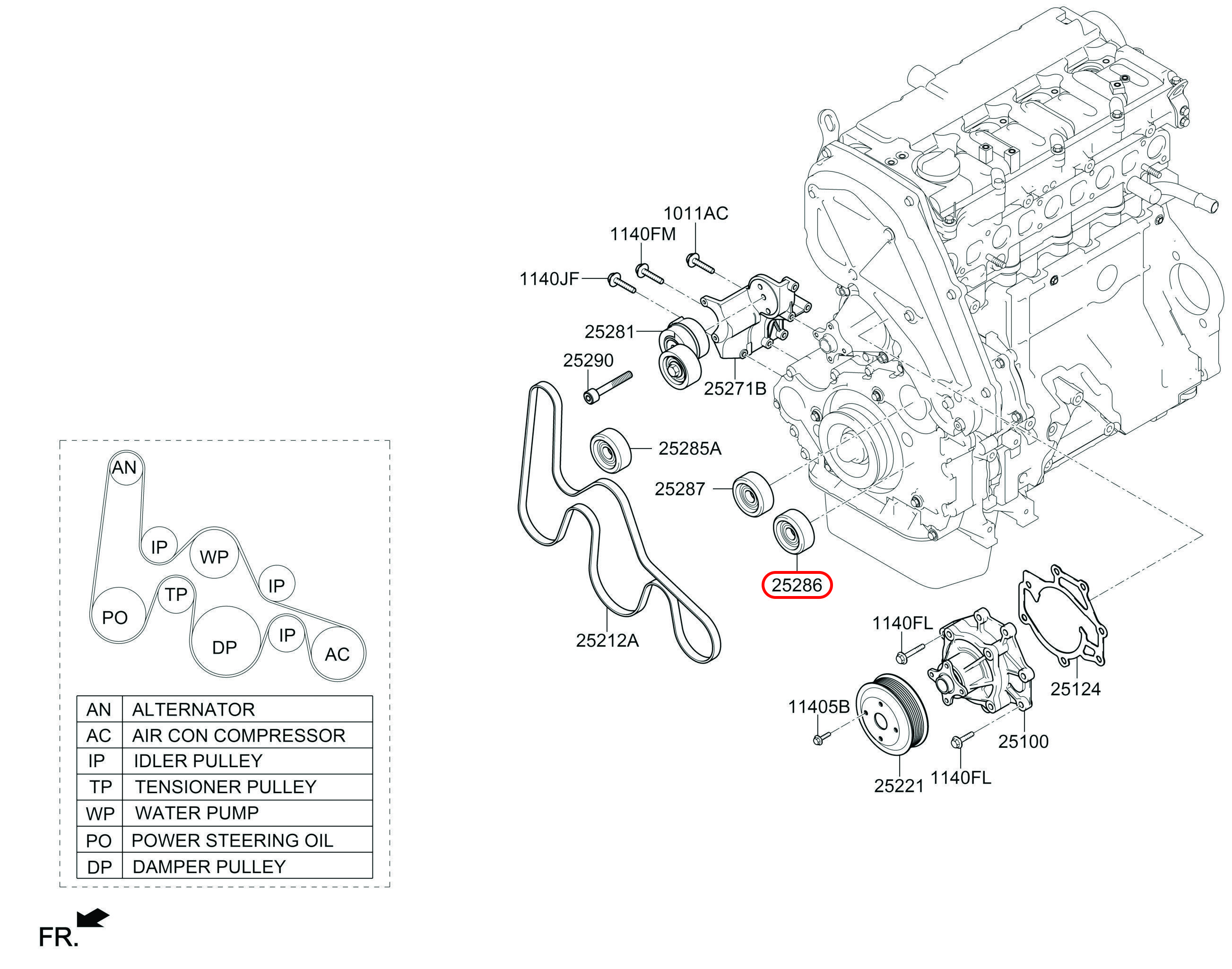 Bạc đạn tì chính hãng HYUNDAI, 252864A600, phụ tùng ô tô HYUNDAI, phụ tùng ô tô KIA, phụ tùng chính hãng HYUNDAI tại HCM, phụ tùng chính hãng KIA tại HCM