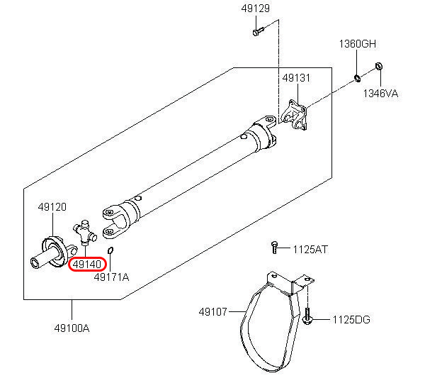 Bạc đạn chữ thập Libero 05 2.5 động cơ D4CB & D4BH, 491404A500, HYUNDAI HCM, KIA HCM, chính hãng HYUNDAI