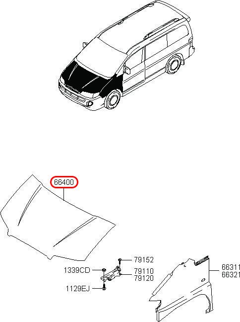 Capo Starex 06, 664004A720, HYUNDAI HCM, KIA HCM, chính hãng HYUNDAI