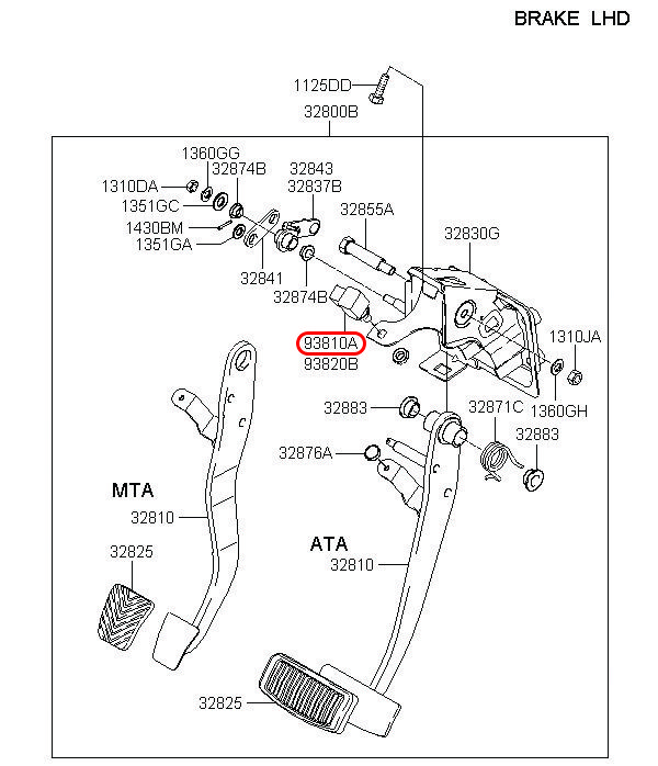 Công tắc phanh Libero 05 2.5 động cơ D4CB, 9381038100, HYUNDAI HCM, KIA HCM, chính hãng HYUNDAI