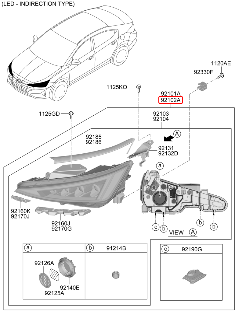 Đèn pha chính hãng HYUNDAI RH | 92102F2810 tại HCM