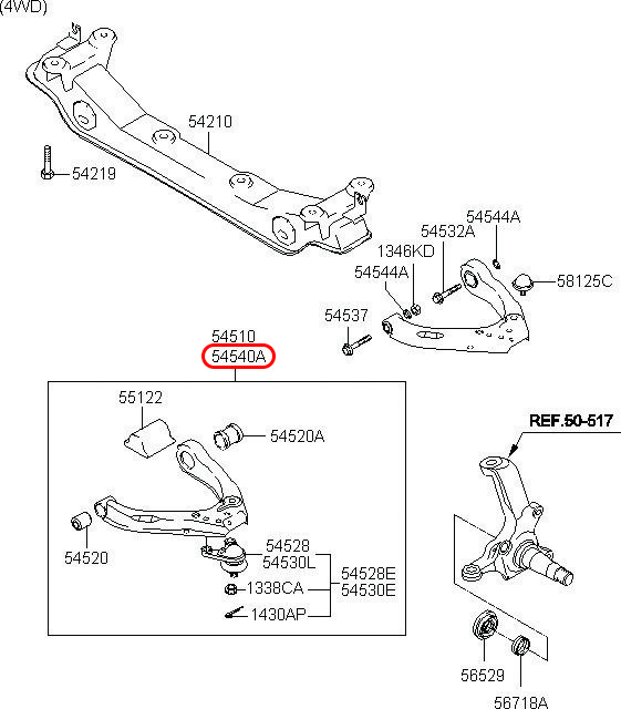 Càng a dưới Starex 06 RH, 545014A600, HYUNDAI HCM, KIA HCM, chính hãng HYUNDAI