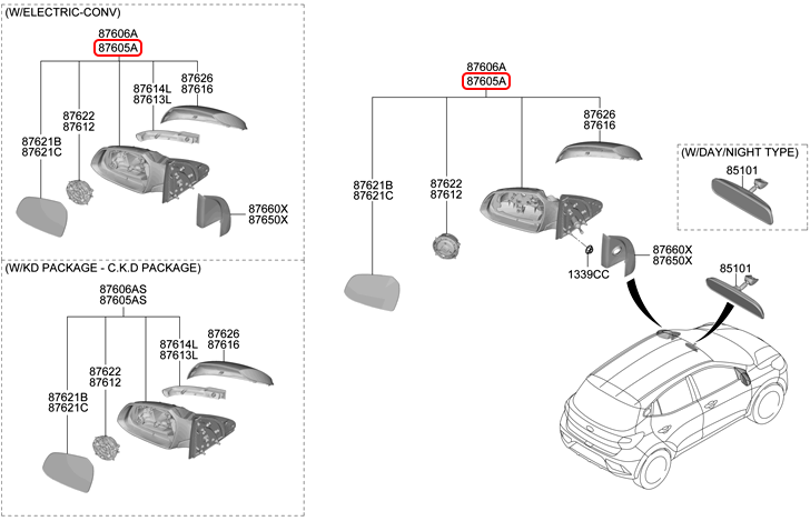 Kính chiếu hậu chính hãng HYUNDAI LH | 87610K6500 tại HCM