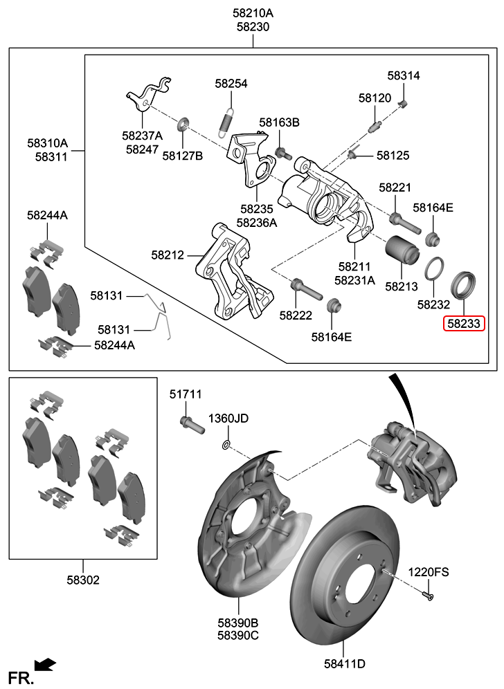 Chụp bụi piston thắng sau chính hãng HYUNDAI | 582331H000 tại HCM