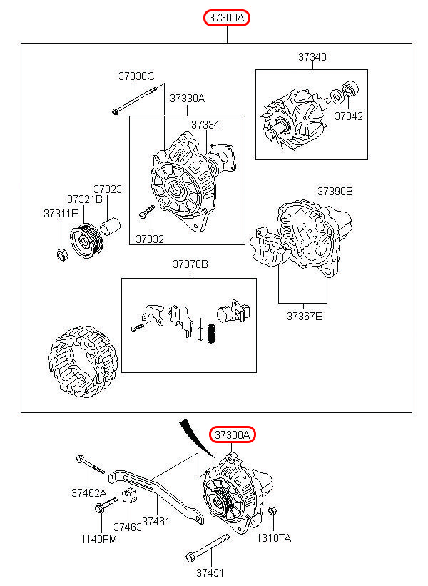 Máy phát Starex 06, 3730038400, HYUNDAI HCM, KIA HCM, chính hãng HYUNDAI