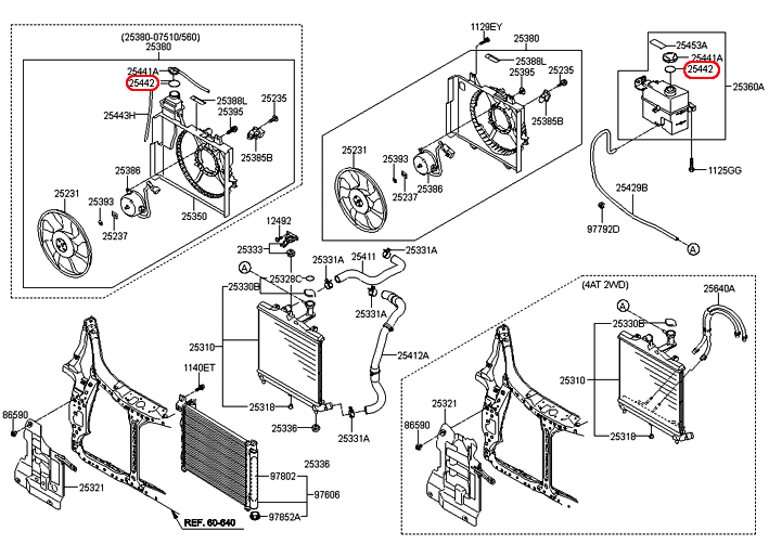 Ron nắp bình nước phụ KIA Morning 06-10, 25442H1000,chính hãng KIA HCM