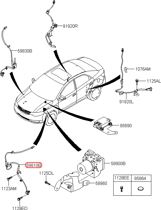 Cảm biến abs trước KIA Forte LH, 598101M300, chính hãng KIA HCM