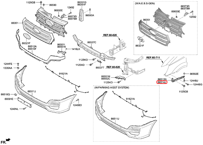 Bát cản trước chính hãng HYUNDAI RH | 8651459000 tại HCM