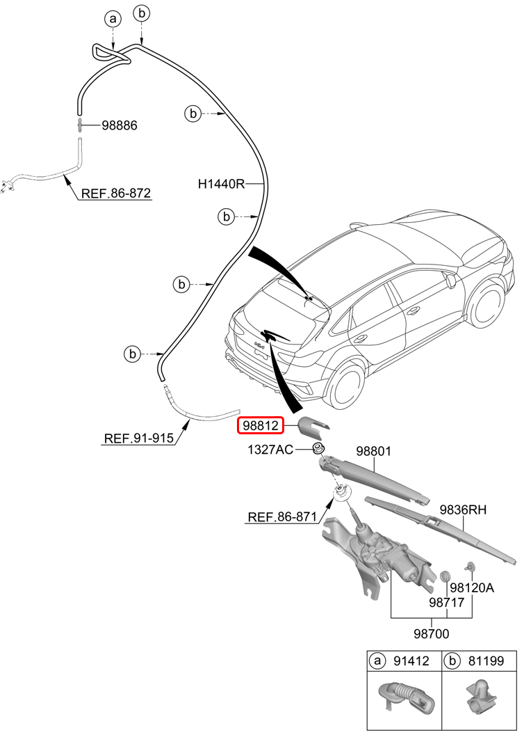 Nắp chụp cần gạt mưa sau chính hãng HYUNDAI | 988122B000 tại HCM