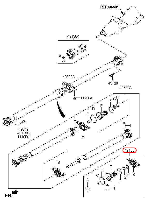 Bạc đạn treo láp dọc chính hãng HYUNDAI, 495753J000, phụ tùng ô tô HYUNDAI, phụ tùng ô tô KIA, phụ tùng chính hãng HYUNDAI tại HMC, phụ tùng chính hãng KIA tại HCM