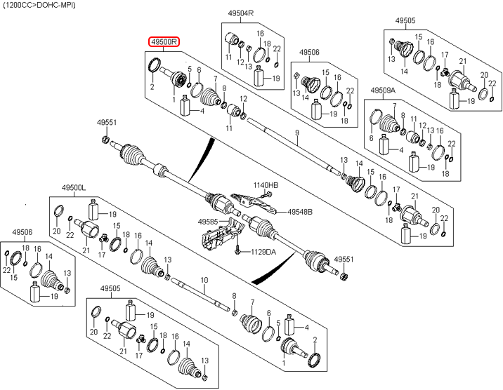 Cây láp chính hãng HYUNDAI RH | 49501B4710 tại HCM