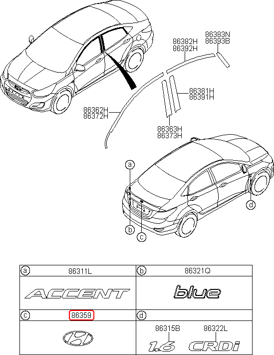 Logo cốp sau chính hãng HYUNDAI | 863000U000 tại HCM