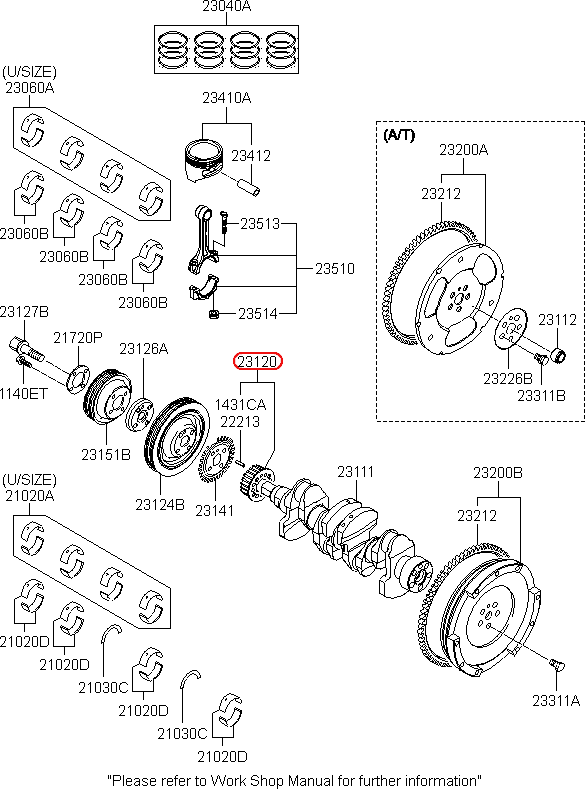 Bánh răng cốt máy KIA Morning, 2312002570, chính hãng KIA HCM