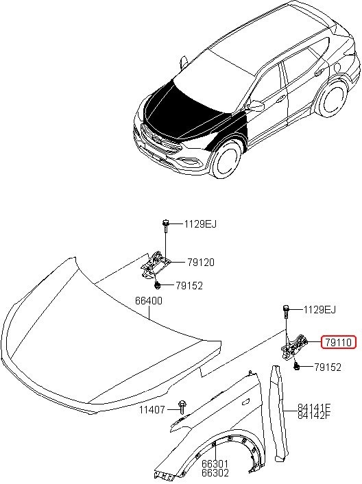 Bản lề capo chính hãng HYUNDAI LH | 791102W000 tại HCM