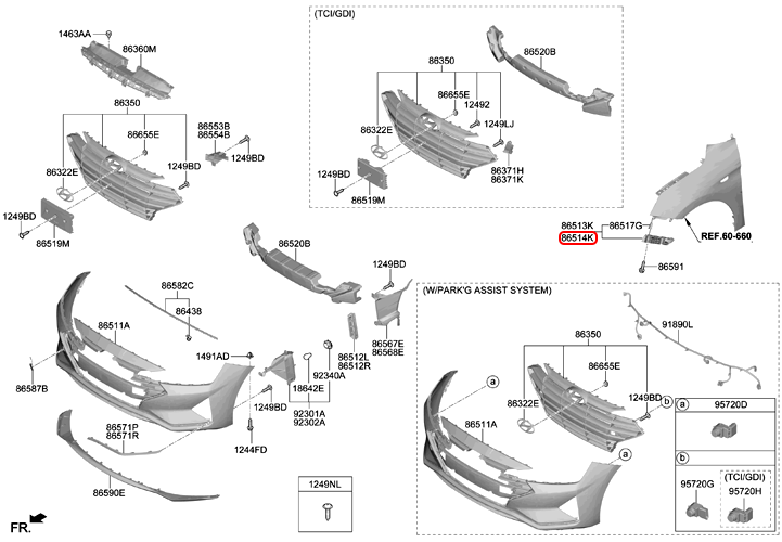 Bát cản trước chính hãng HYUNDAI RH | 86514F2AA0 tại HCM