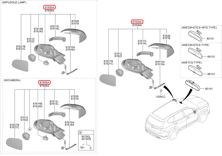 Kính chiếu hậu chính hãng HYUNDAI LH | 87610S1AJ0 tại HCM