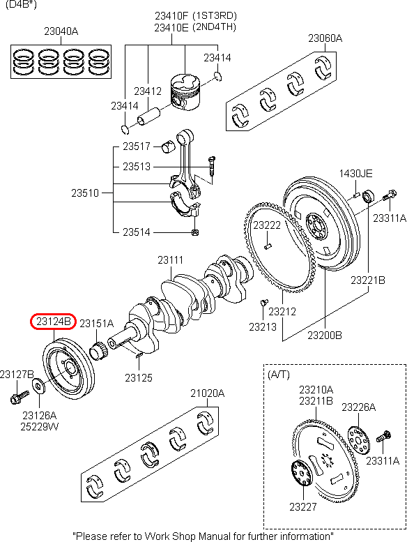 Puly cốt máy chính hãng KIA | 2312442030