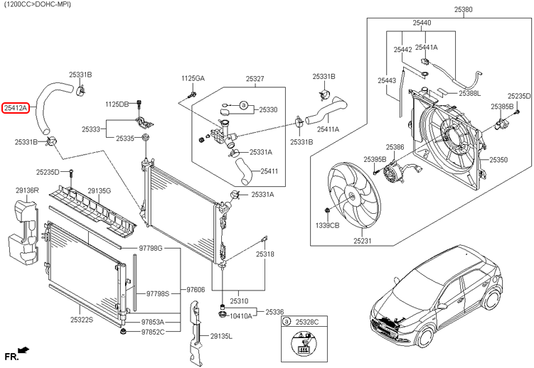 Ống két nước dưới chính hãng HYUNDAI | 25412C7000 tại HCM