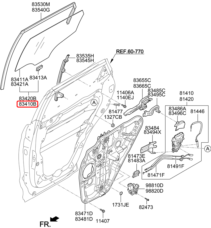 Kính cửa sau chính hãng HYUNDAI LH | 834102W010 tại HCM