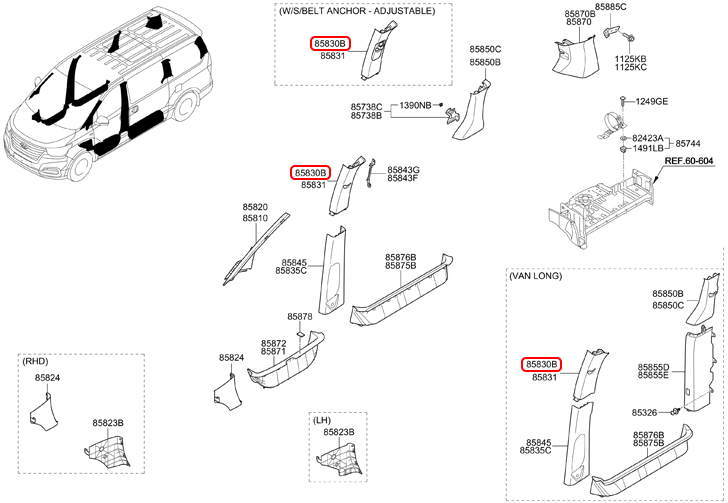 Ốp trụ b chính hãng HYUNDAI trên LH | 858304H000TX tại HCM