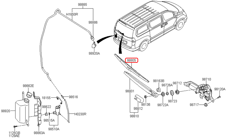 Thanh gạt mưa sau chính hãng HYUNDAI | 988204H000 tại HCM