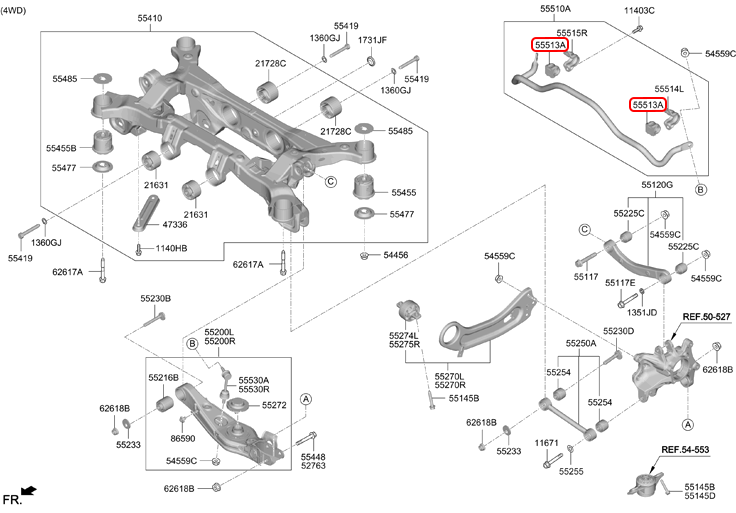 Cao su cân bằng sau chính hãng HYUNDAI | 55513F1000 tại HCM