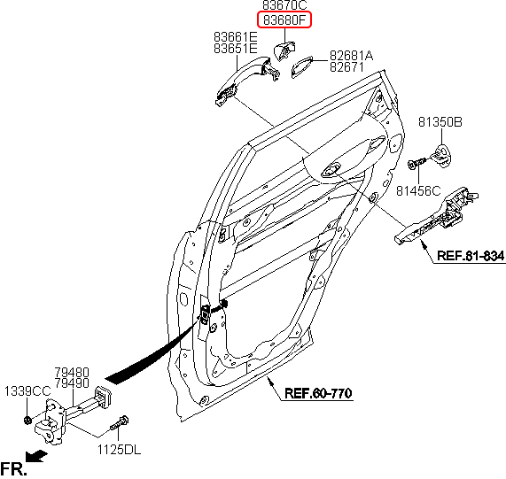 Ốp đuôi tay cửa chính hãng HYUNDAI sau RH | 836622W010 tại HCM