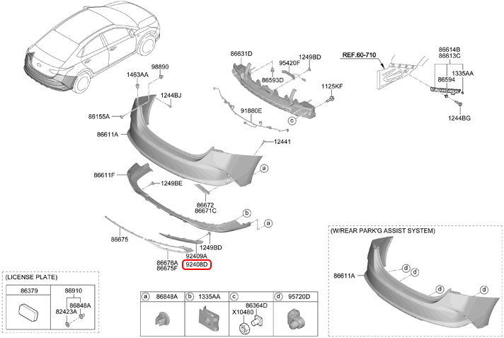 Đèn cản sau chính hãng HYUNDAI LH | 92405H6500 tại HCM