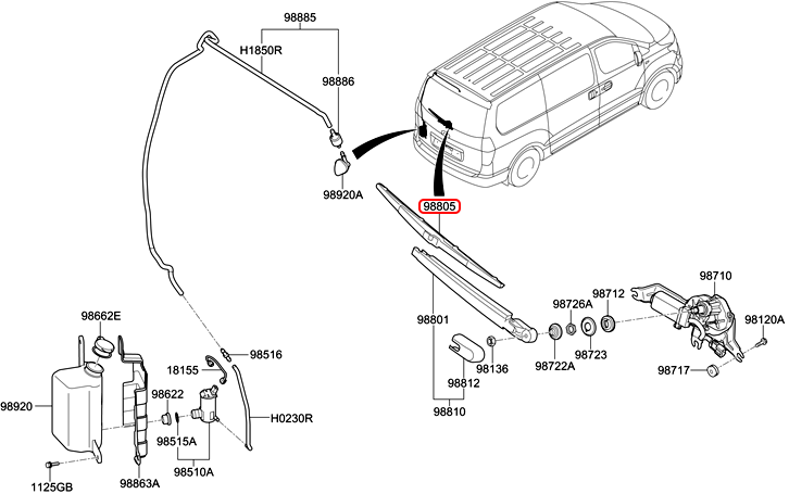 Thanh gạt mưa sau chính hãng HYUNDAI | 988204H001 tại HCM