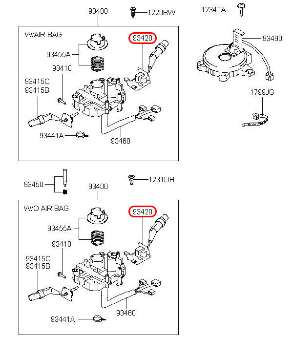 Công tắc pha cos Libero 05 2.5 động cơ D4CB, 934104A310, HYUNDAI HCM, KIA HCM, chính hãng HYUNDAI